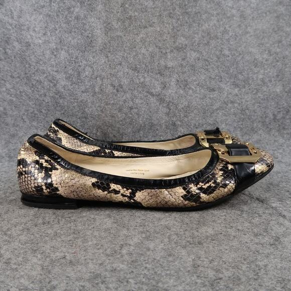 Via Spiga Shoes Womens 8 Ballet Flats Slip On Stretch Leather Faux Snakeskin - Picture 1 of 13